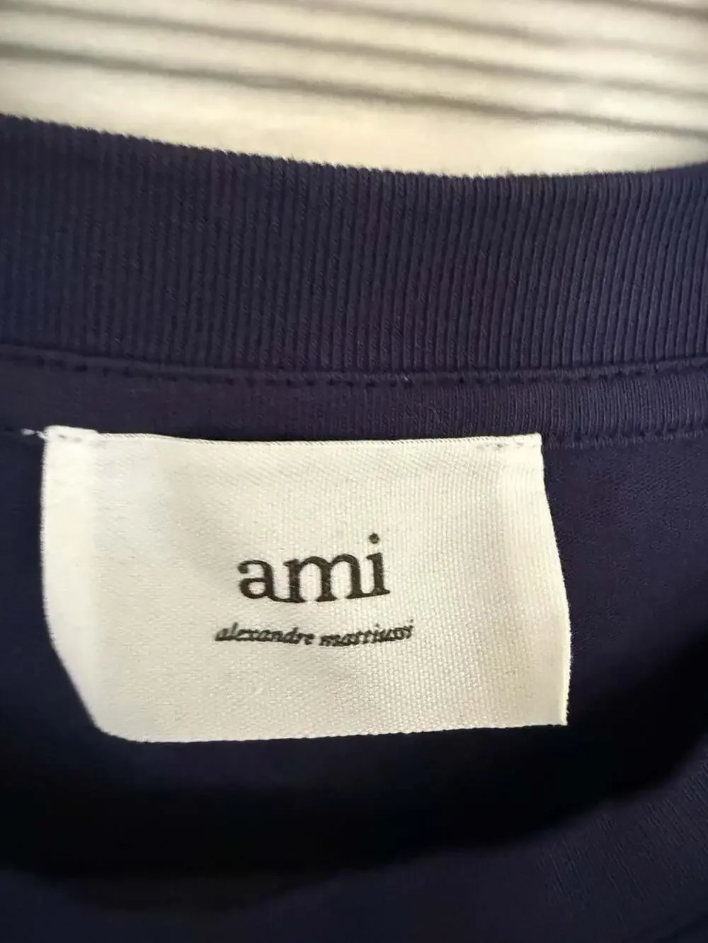 AMI Alexandre Mattiussi Navy Ami de Coeur Knitted Patch T-Shirt